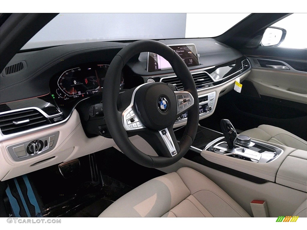 Ivory White/Black Interior 2021 BMW 7 Series 740i Sedan Photo #139580163