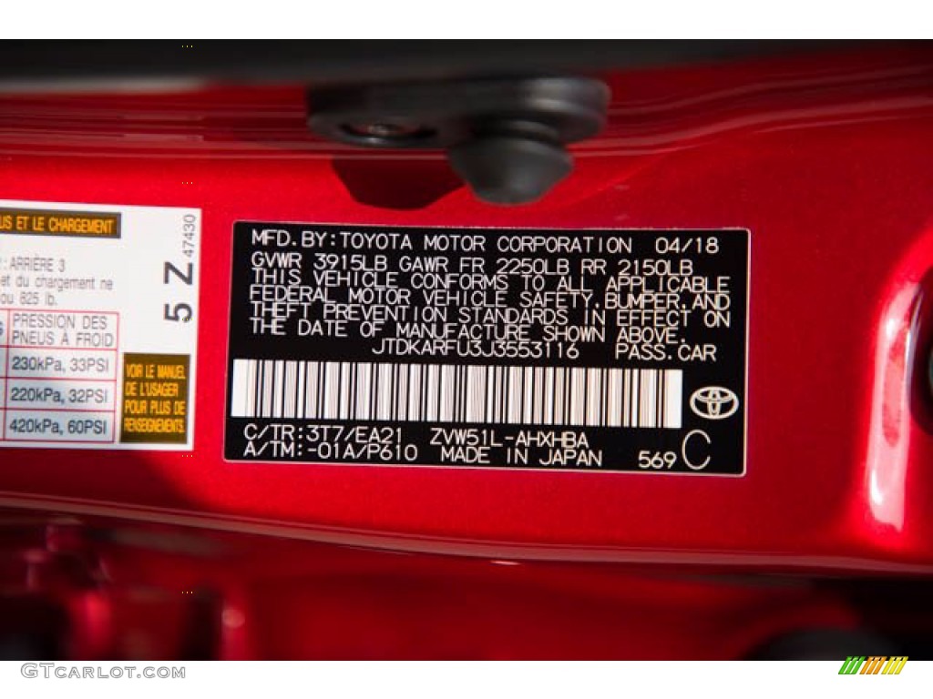 2018 Prius Three Touring - Hypersonic Red / Black photo #40