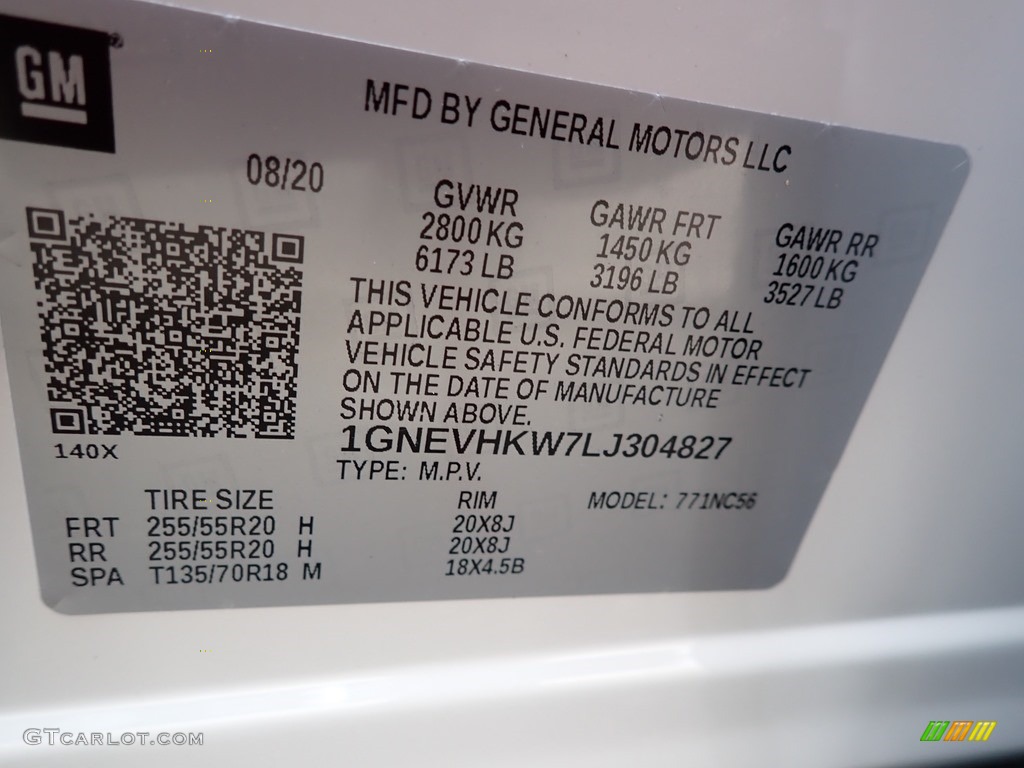 2020 Traverse LT AWD - Iridescent Pearl Tricoat / Dark Atmosphere/­Medium Ash Gray photo #15