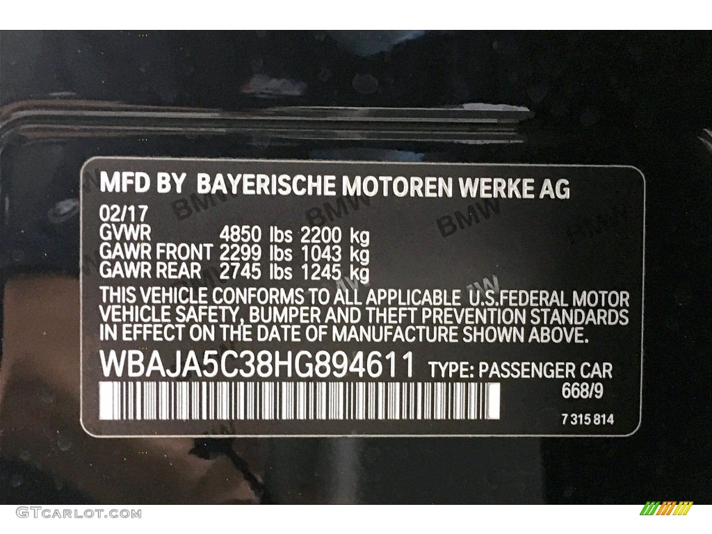 2017 5 Series 530i Sedan - Jet Black / Canberra Beige photo #36