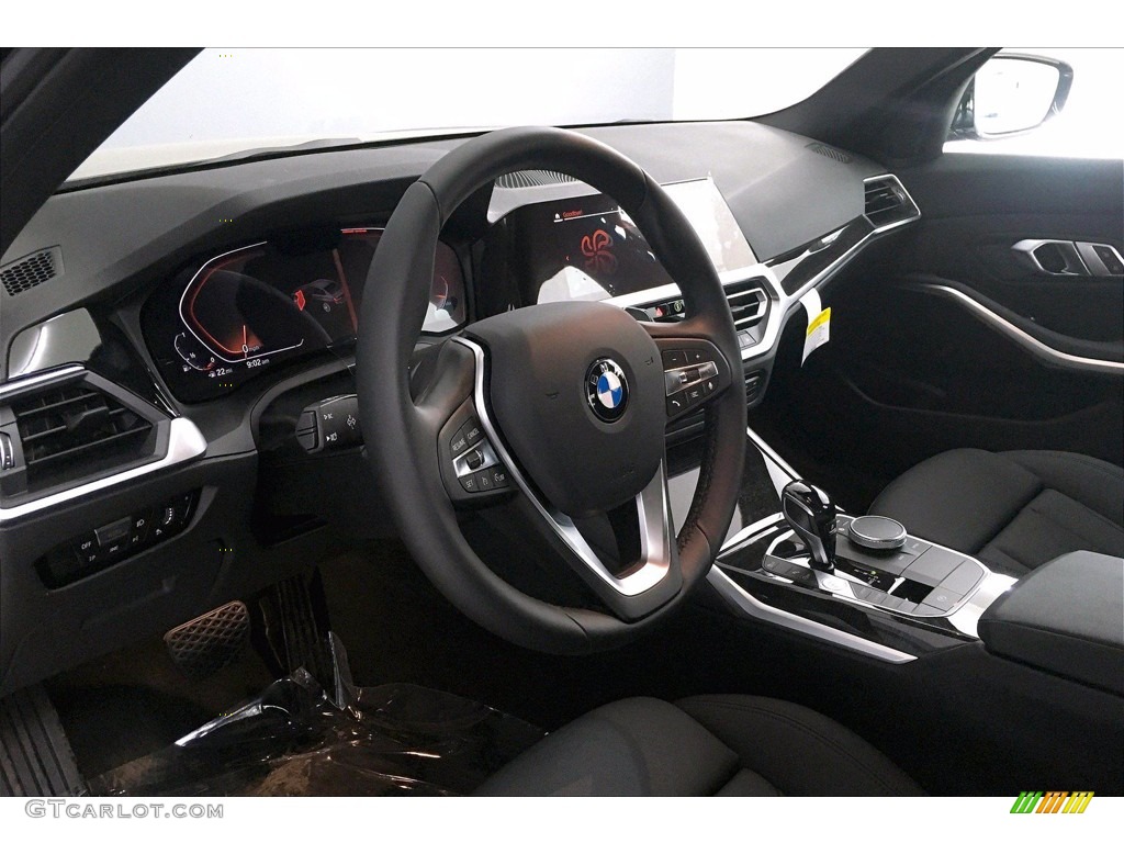 2021 BMW 3 Series 330i Sedan Black Steering Wheel Photo #139598996