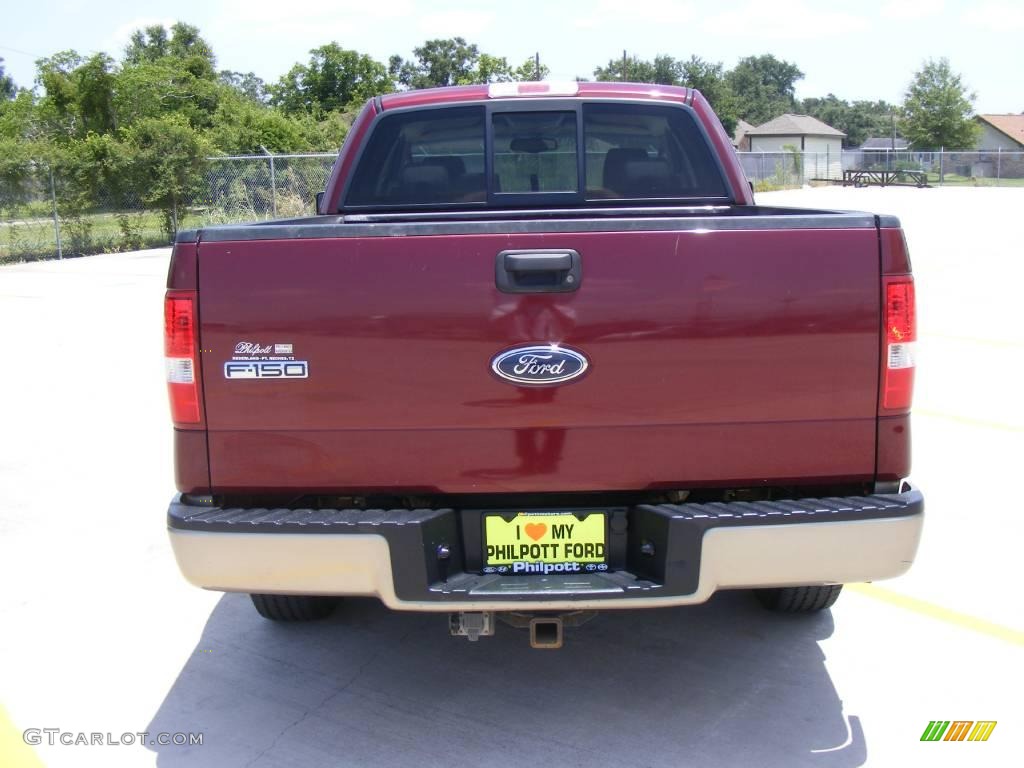 2004 F150 Lariat SuperCab - Dark Toreador Red Metallic / Tan photo #4