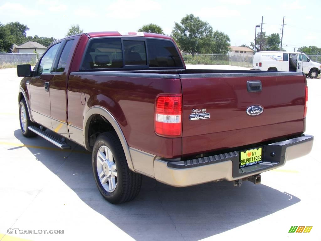 2004 F150 Lariat SuperCab - Dark Toreador Red Metallic / Tan photo #5