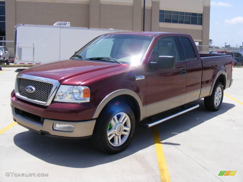 2004 F150 Lariat SuperCab - Dark Toreador Red Metallic / Tan photo #7