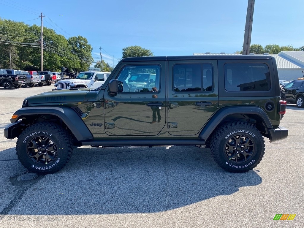 2021 Wrangler Unlimited Willys 4x4 - Sarge Green / Black photo #9