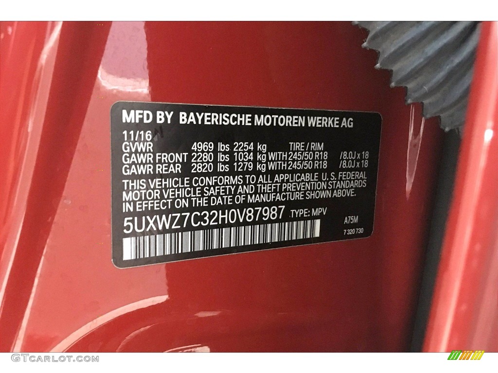 2017 BMW X3 sDrive28i Color Code Photos