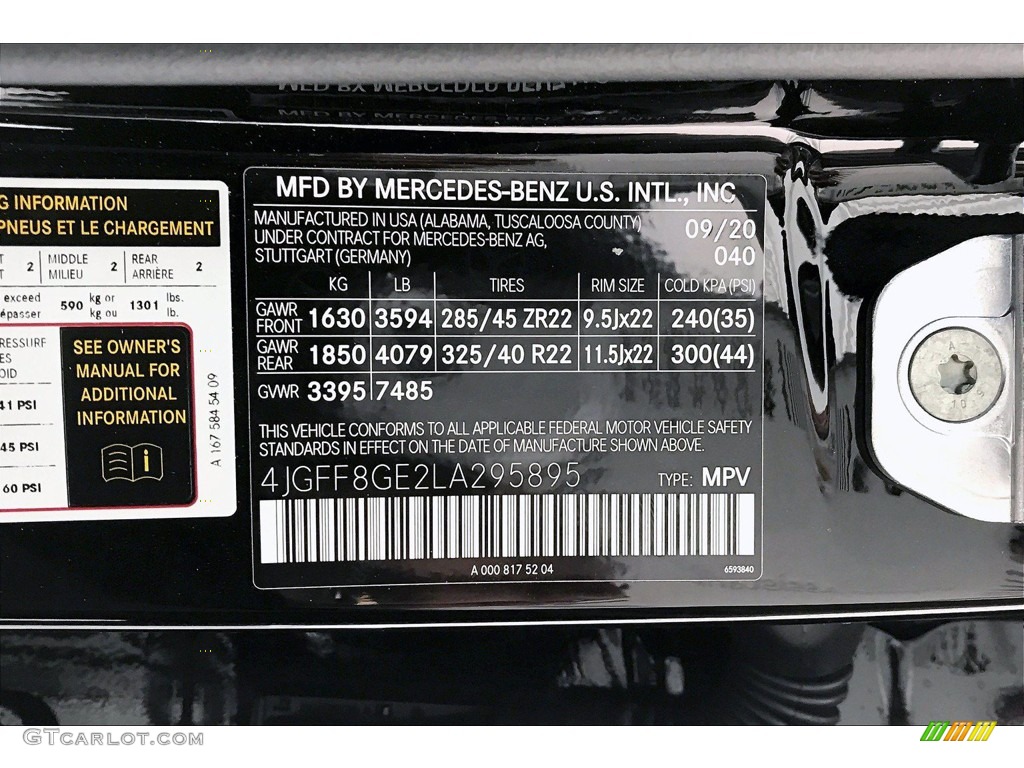 2020 GLS Color Code 040 for Black Photo #139638405