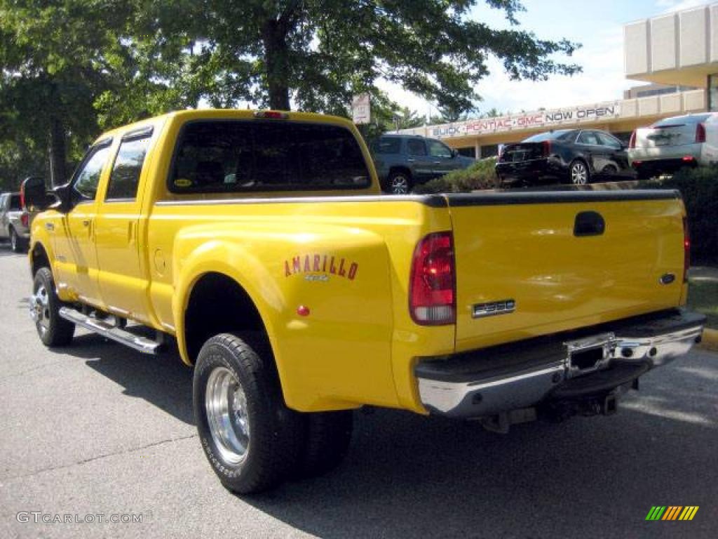 2006 F350 Super Duty Amarillo Edition Crew Cab 4x4 Dually - Blazing Yellow / Black photo #2