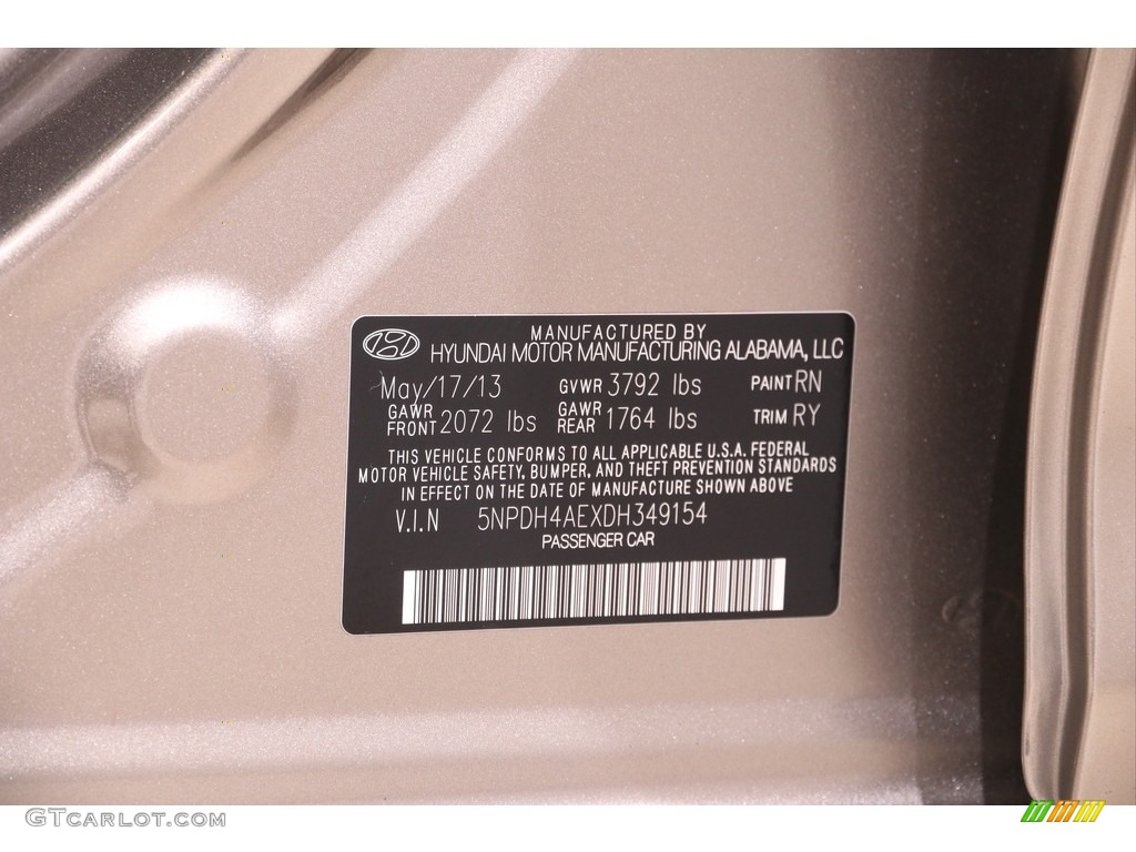 2013 Elantra Limited - Desert Bronze / Black photo #17