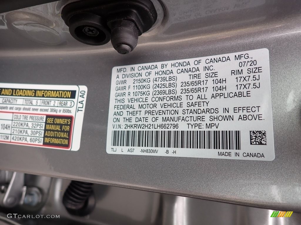 2020 CR-V LX AWD - Lunar Silver Metallic / Gray photo #13