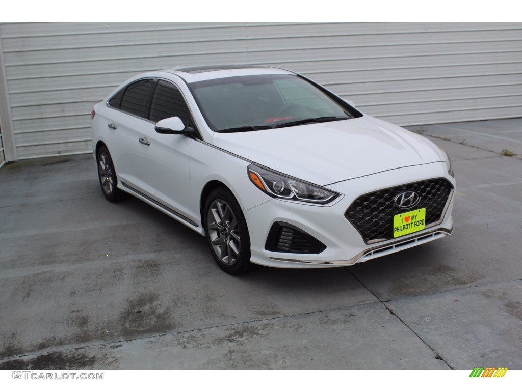 2018 Sonata Sport 2.0T - Quartz White Pearl / Black photo #2