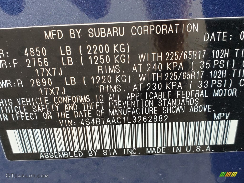 2020 Outback 2.5i - Abyss Blue Pearl / Slate Black photo #10