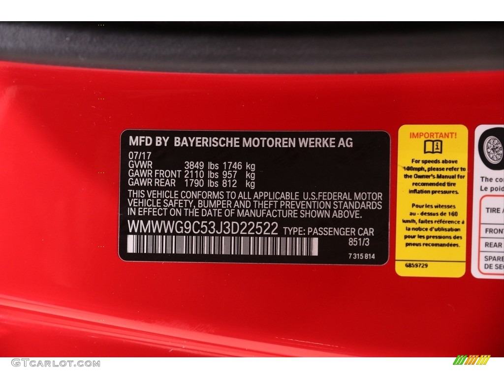 2018 Convertible Color Code 851 for Chili Red Photo #139657144