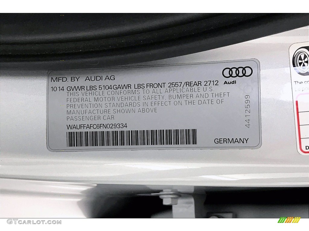 2015 A6 2.0T Premium quattro Sedan - Ice Silver Metallic / Black photo #23