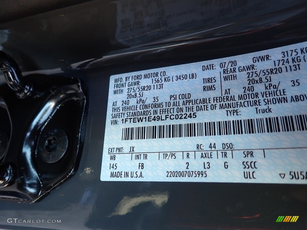 2020 F150 Color Code JX for Lead Foot Photo #139683238