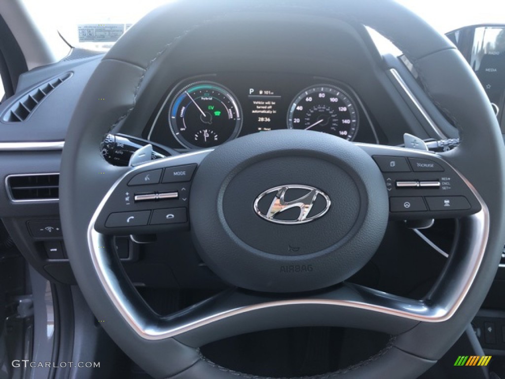 2020 Hyundai Sonata SEL Hybrid Dark Gray Steering Wheel Photo #139687966