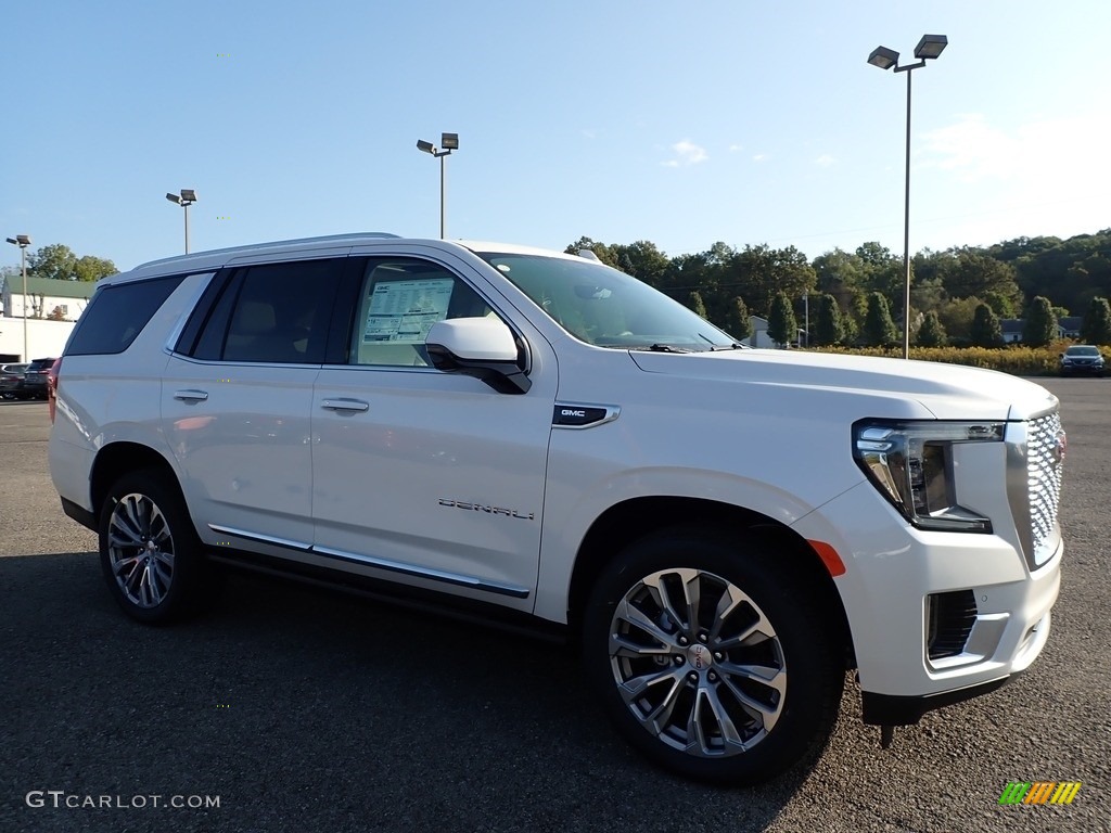 2021 Yukon Denali 4WD - White Frost Tricoat / Teak/­Light Shale photo #3