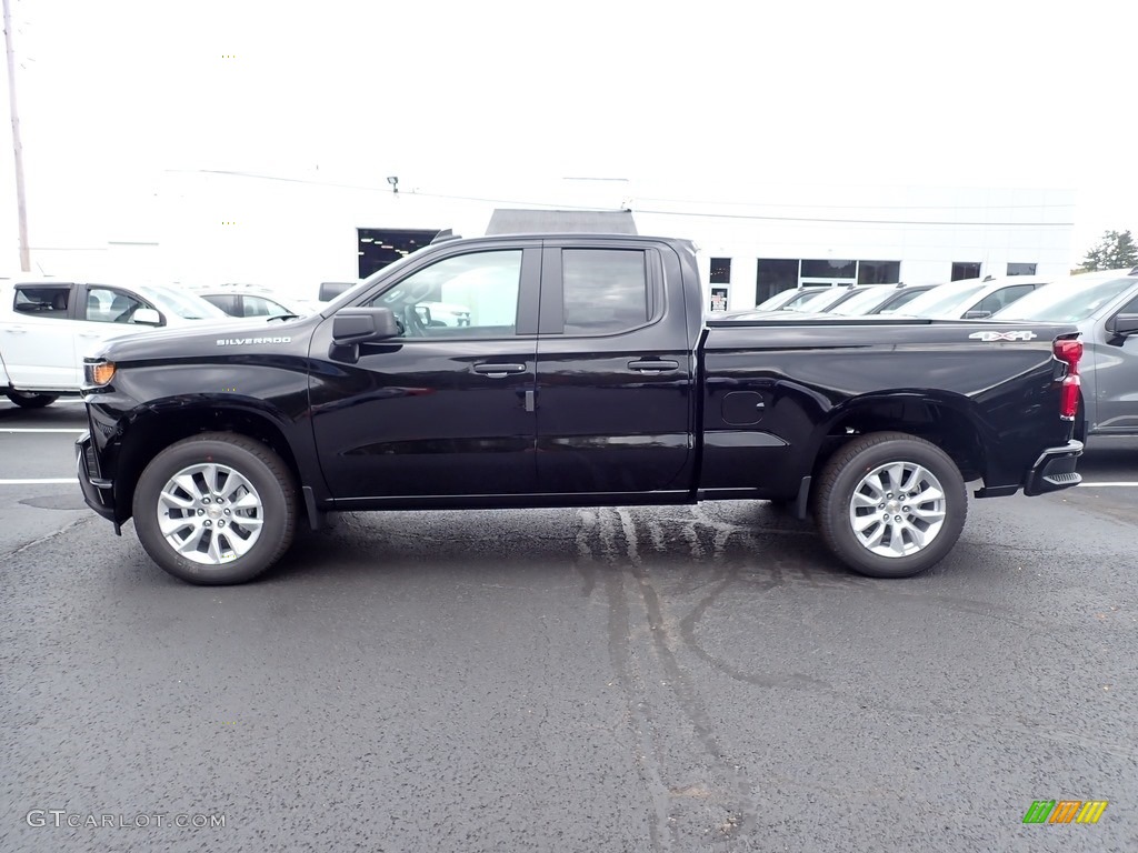 Black 2021 Chevrolet Silverado 1500 Custom Double Cab 4x4 Exterior Photo #139689754