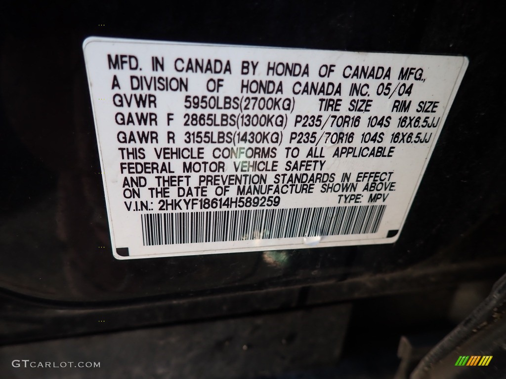2004 Pilot EX-L 4WD - Nighthawk Black Pearl / Gray photo #19