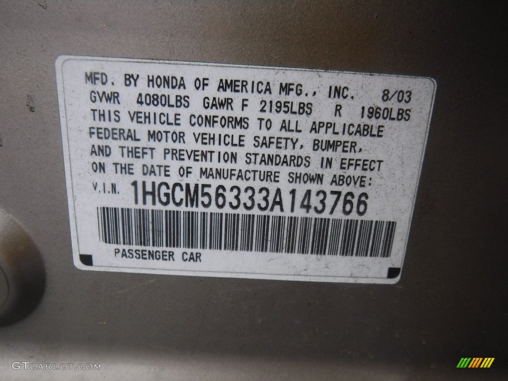 2003 Accord LX Sedan - Desert Mist Metallic / Ivory photo #24