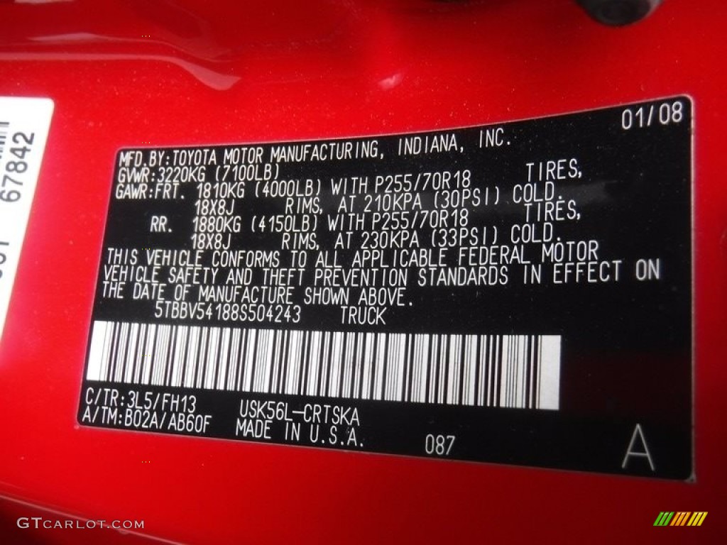 2008 Tundra SR5 Double Cab 4x4 - Radiant Red / Graphite Gray photo #24