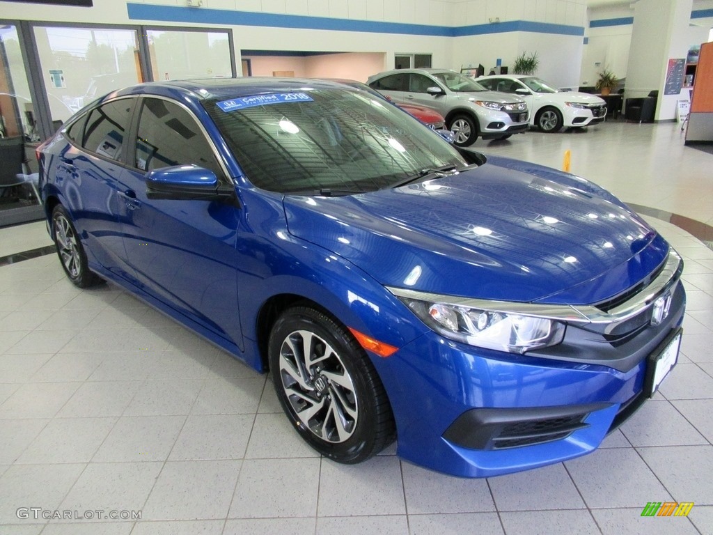 Aegean Blue Metallic 2018 Honda Civic EX Sedan Exterior Photo #139709131