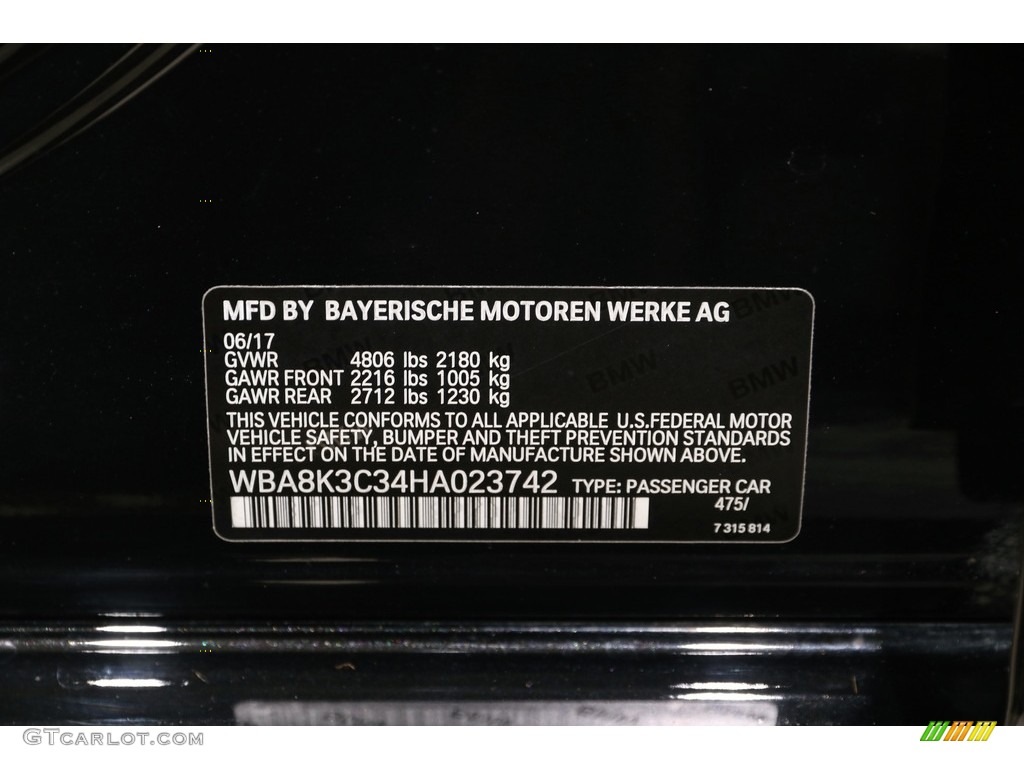2017 BMW 3 Series 330i xDrive Sports Wagon Color Code Photos
