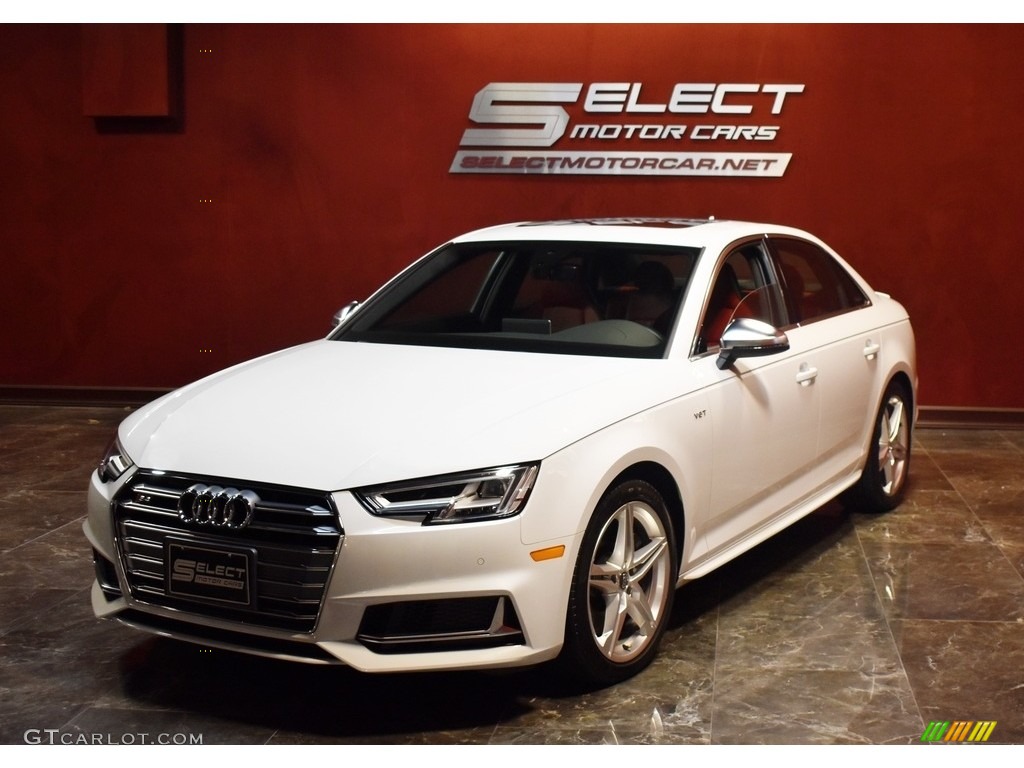 2018 S4 Premium Plus quattro Sedan - Glacier White Metallic / Magma Red photo #4