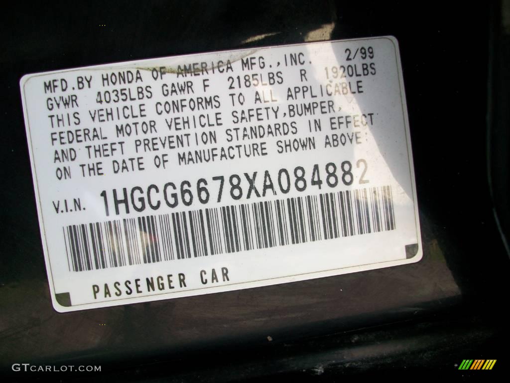 1999 Accord EX-L Sedan - Flamenco Black Pearl / Charcoal photo #34