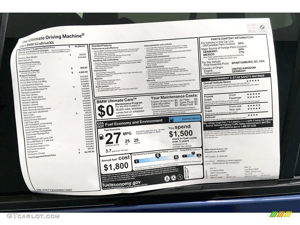 2021 X3 sDrive30i - Phytonic Blue Metallic / Black photo #17