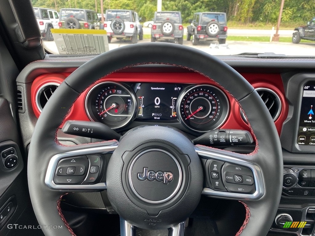 2021 Jeep Wrangler Unlimited Rubicon 4x4 Black Steering Wheel Photo #139728801