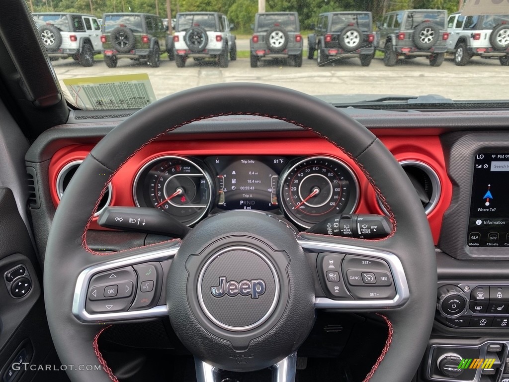 2021 Jeep Wrangler Unlimited Rubicon 4x4 Black Steering Wheel Photo #139729647