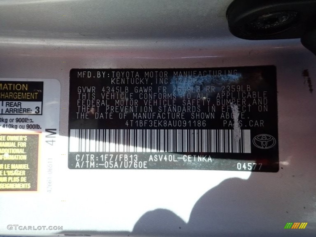 2010 Camry LE - Classic Silver Metallic / Ash Gray photo #14