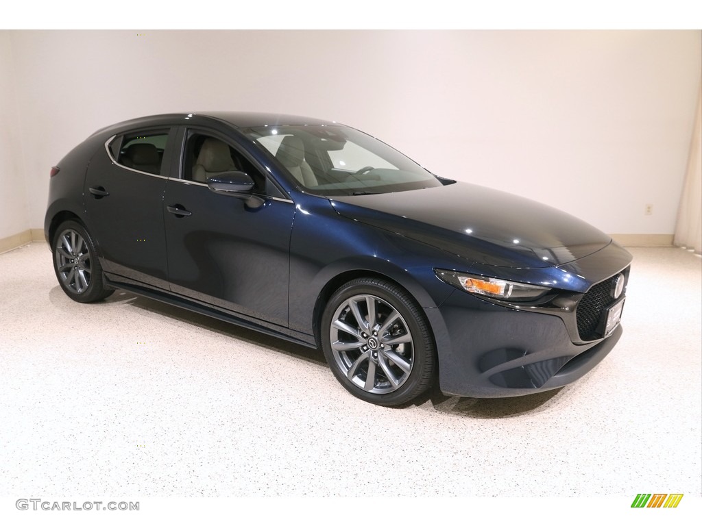 2019 MAZDA3 Hatchback - Deep Crystal Blue Mica / Greige photo #1