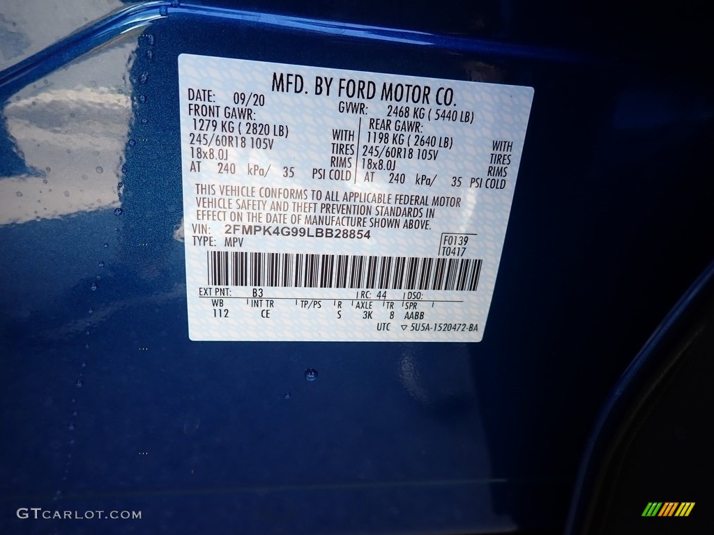2020 Edge Color Code B3 for Atlas Blue Metallic Photo #139735782