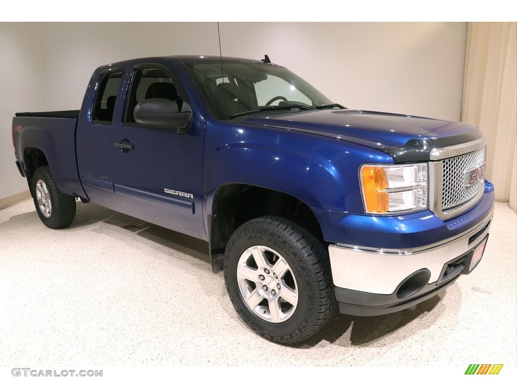 2013 Sierra 1500 SLE Extended Cab 4x4 - Heritage Blue Metallic / Ebony photo #1