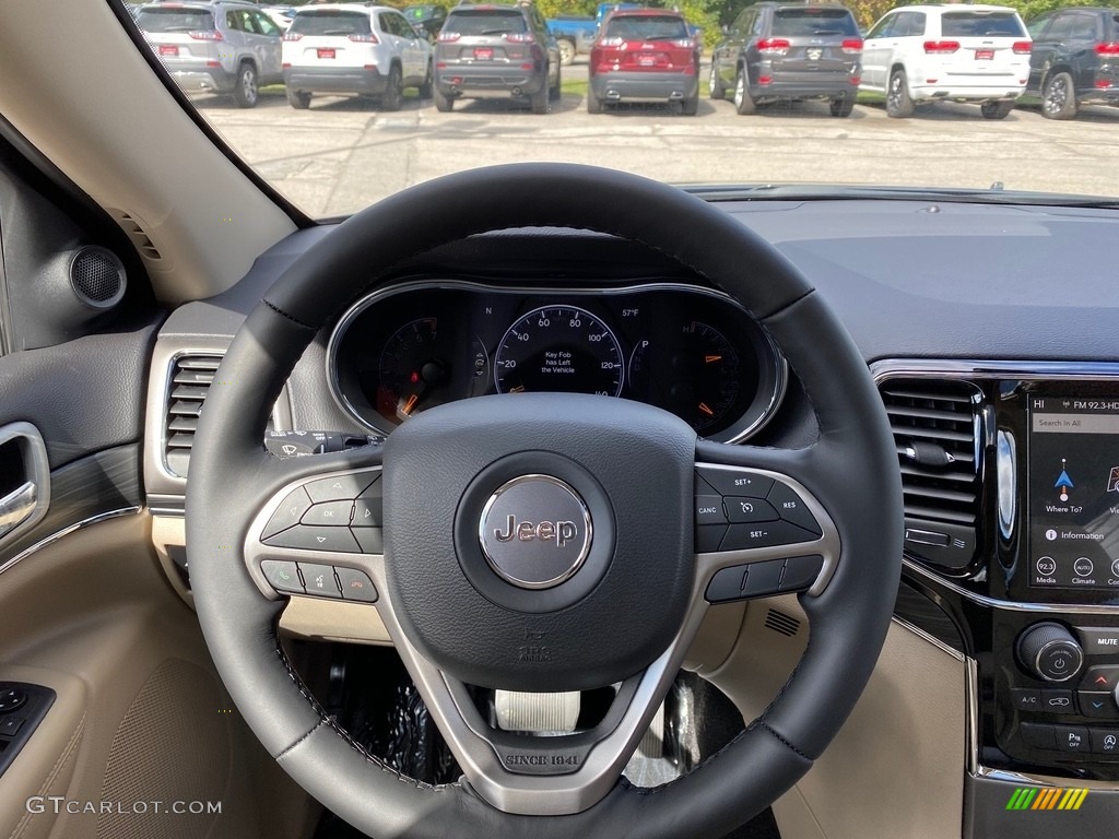 2021 Jeep Grand Cherokee Limited 4x4 Light Frost Beige/Black Steering Wheel Photo #139753345