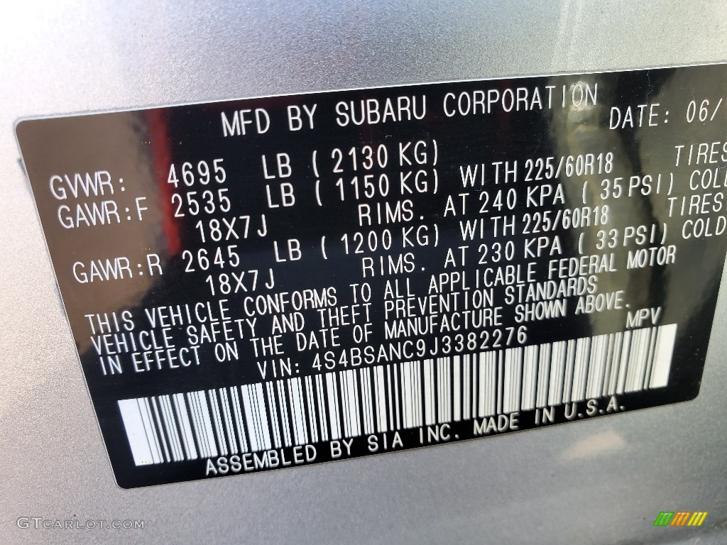 2018 Outback 2.5i Limited - Ice Silver Metallic / Black photo #32