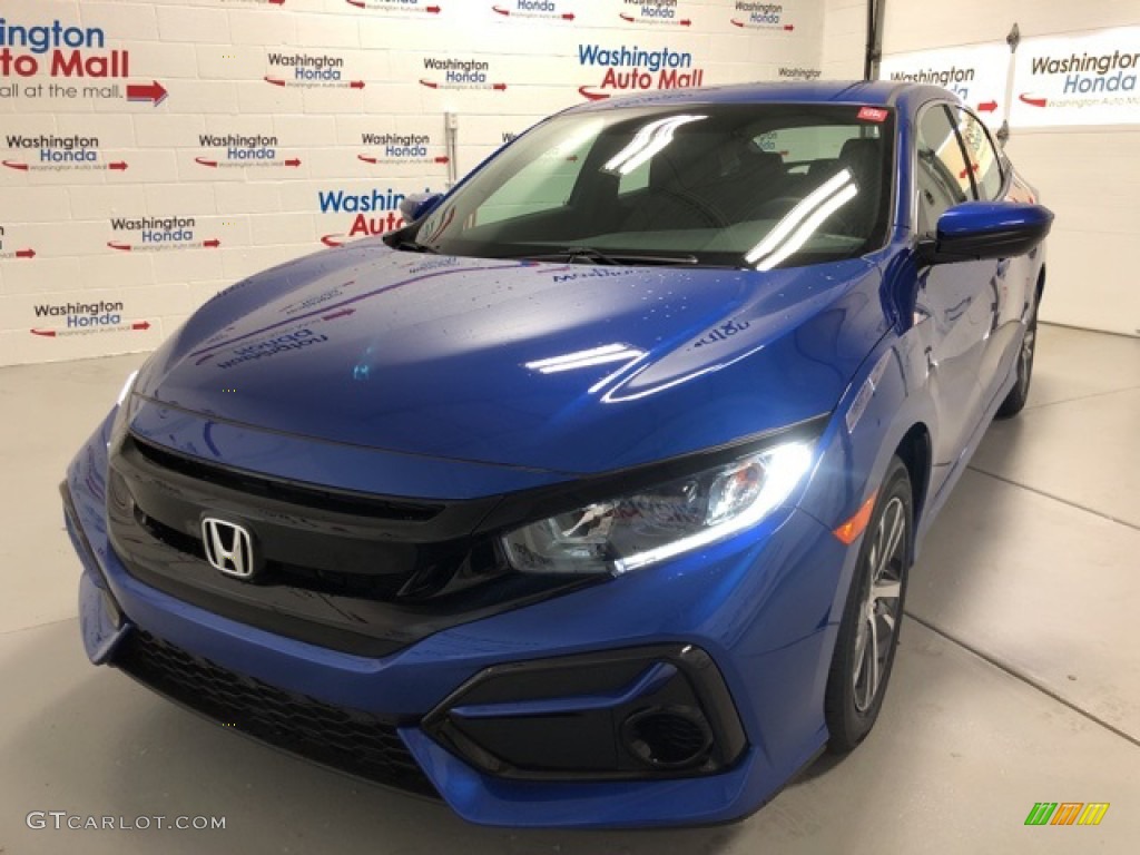 2020 Civic LX Hatchback - Aegean Blue Metallic / Black photo #1