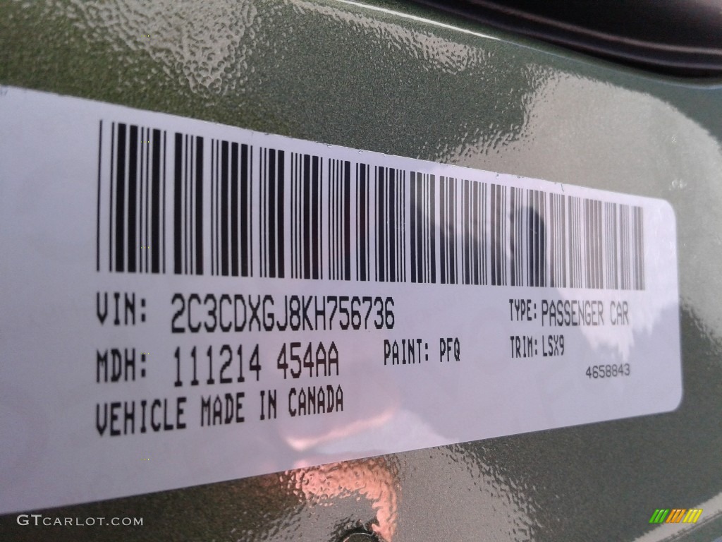 2019 Dodge Charger R/T Scat Pack Color Code Photos