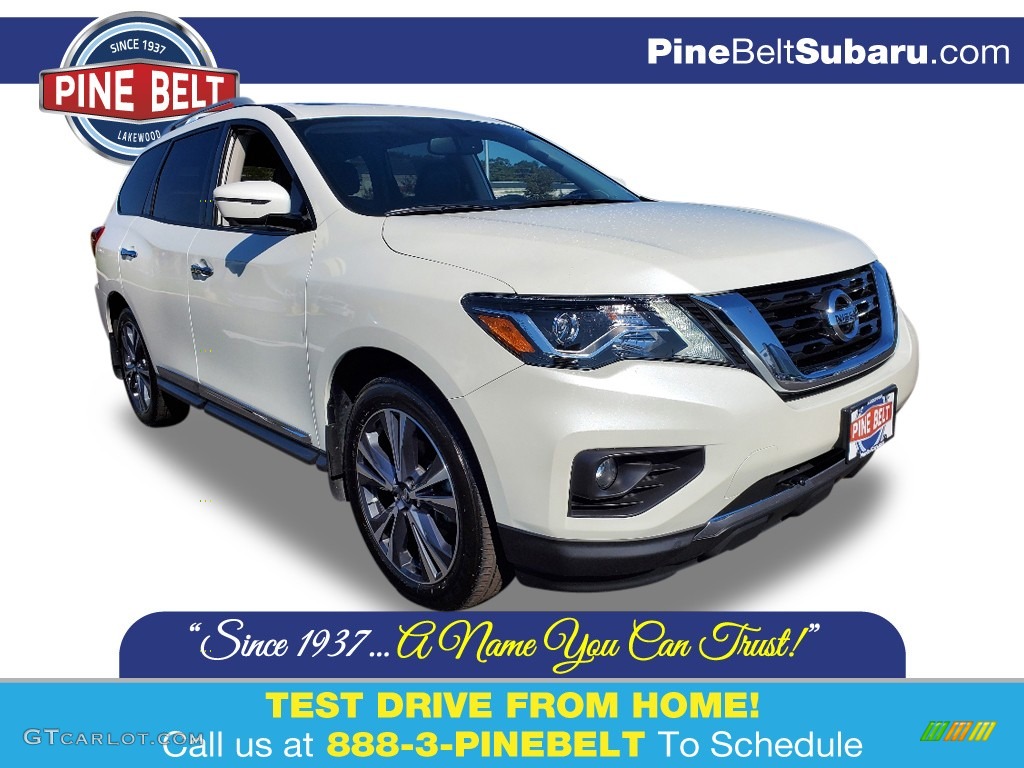 2019 Pathfinder Platinum 4x4 - Pearl White Tricoat / Charcoal photo #1