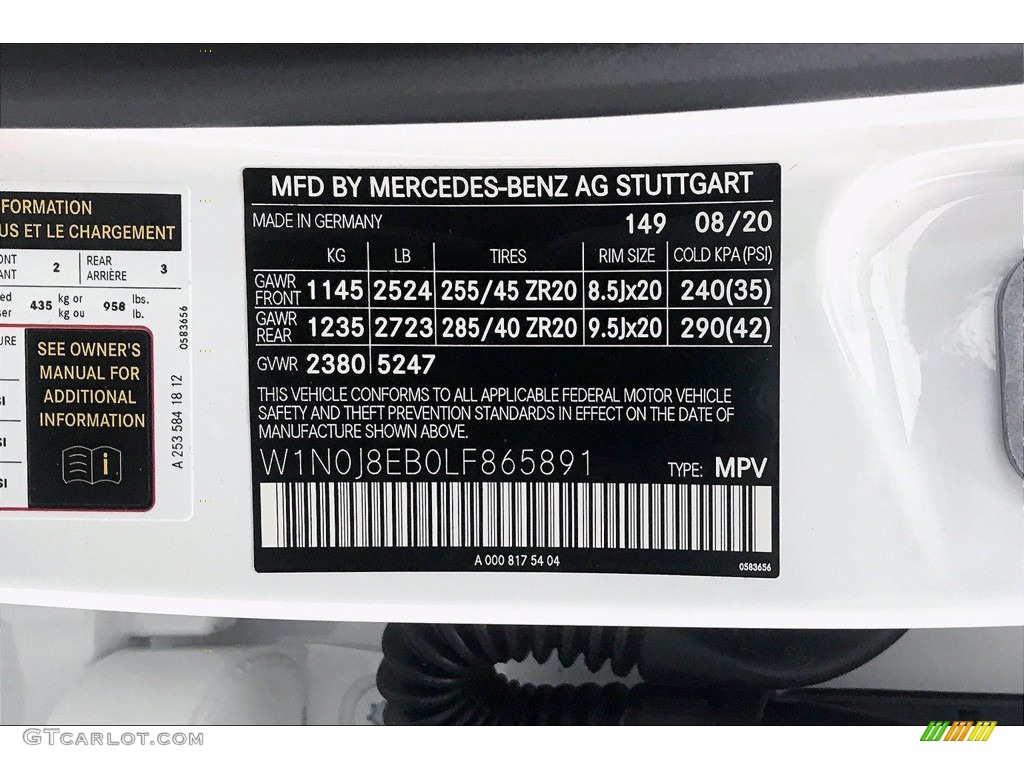 2020 GLC Color Code 149 for Polar White Photo #139772956
