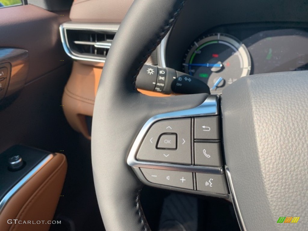 2021 Toyota Highlander Hybrid Platinum AWD Glazed Caramel Steering Wheel Photo #139782051
