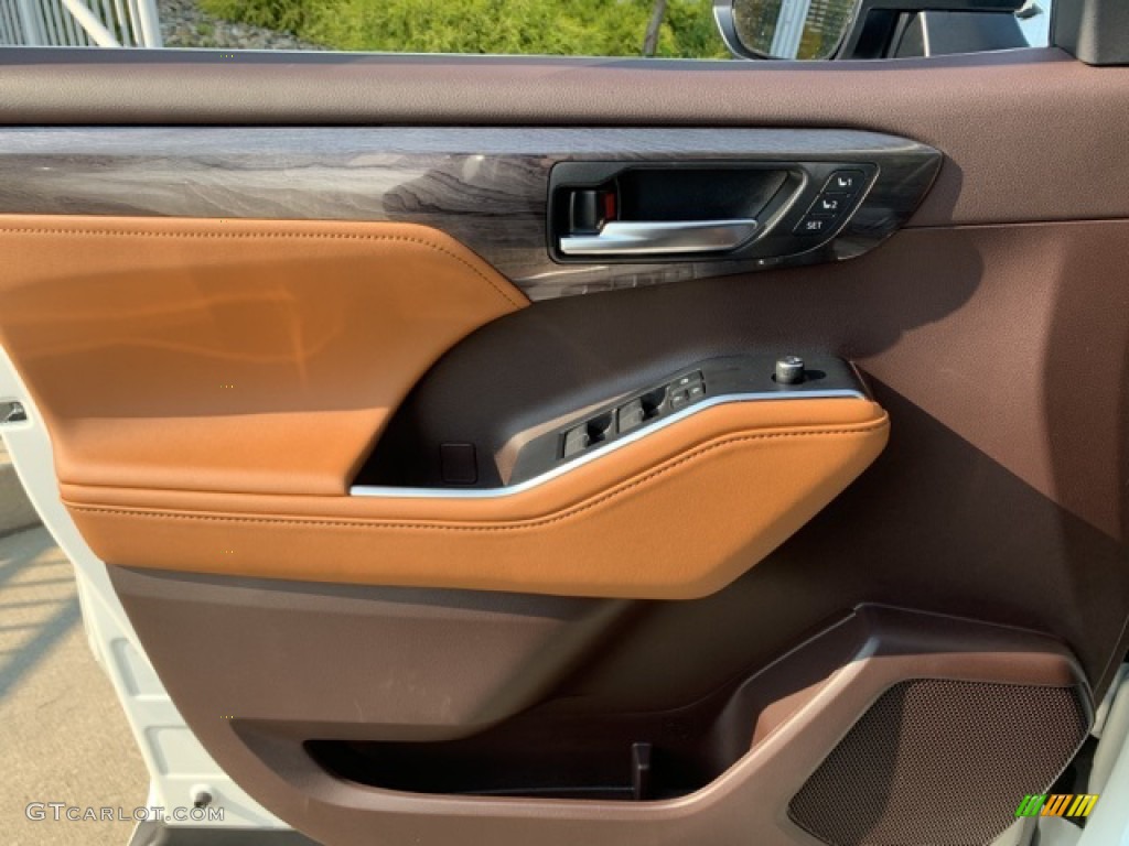 2021 Toyota Highlander Hybrid Platinum AWD Glazed Caramel Door Panel Photo #139782228