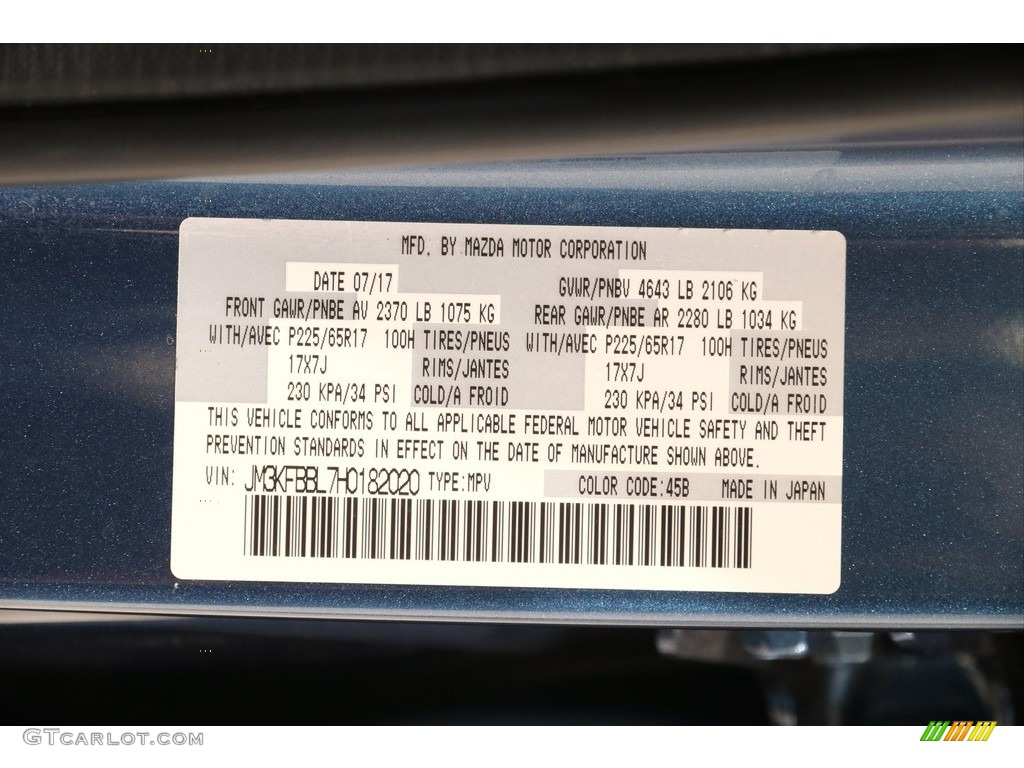 2017 Mazda CX-5 Sport AWD Color Code Photos