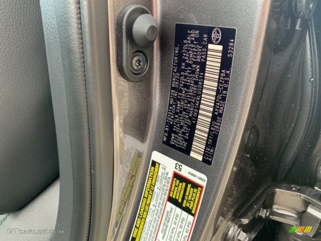 2020 Toyota Camry XSE Color Code Photos