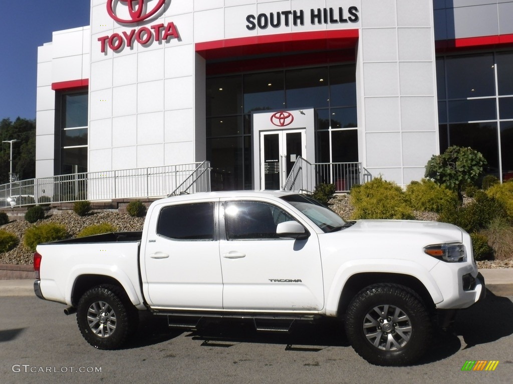 2017 Tacoma SR5 Double Cab 4x4 - Super White / Cement Gray photo #2