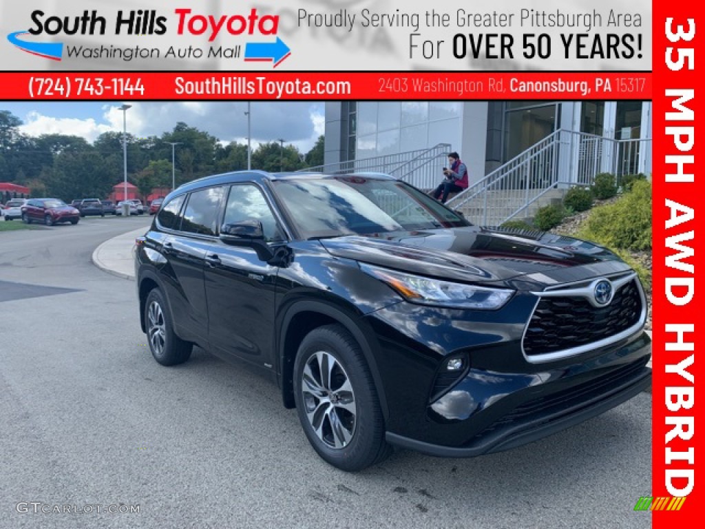 2020 Highlander Hybrid XLE AWD - Midnight Black Metallic / Black photo #1