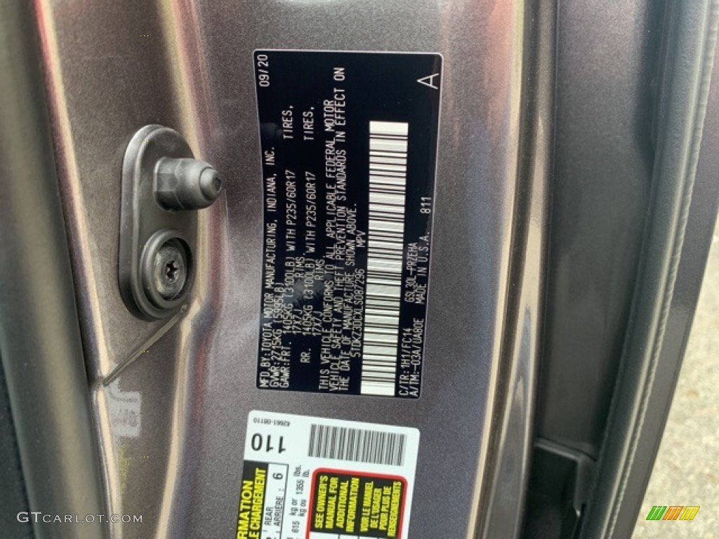 2020 Sienna Color Code 1H1 for Predawn Gray Mica Photo #139788126