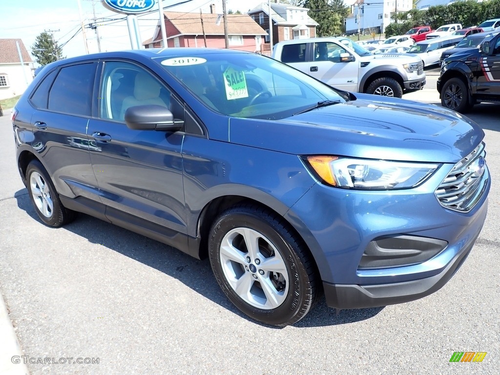 2019 Edge SE AWD - Blue Metallic / Dune photo #8